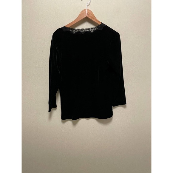 Vintage Neiman Marcus Womens Blouse Size XS Black Velvet Lace Goth Witch 90s - Picture 3 of 6